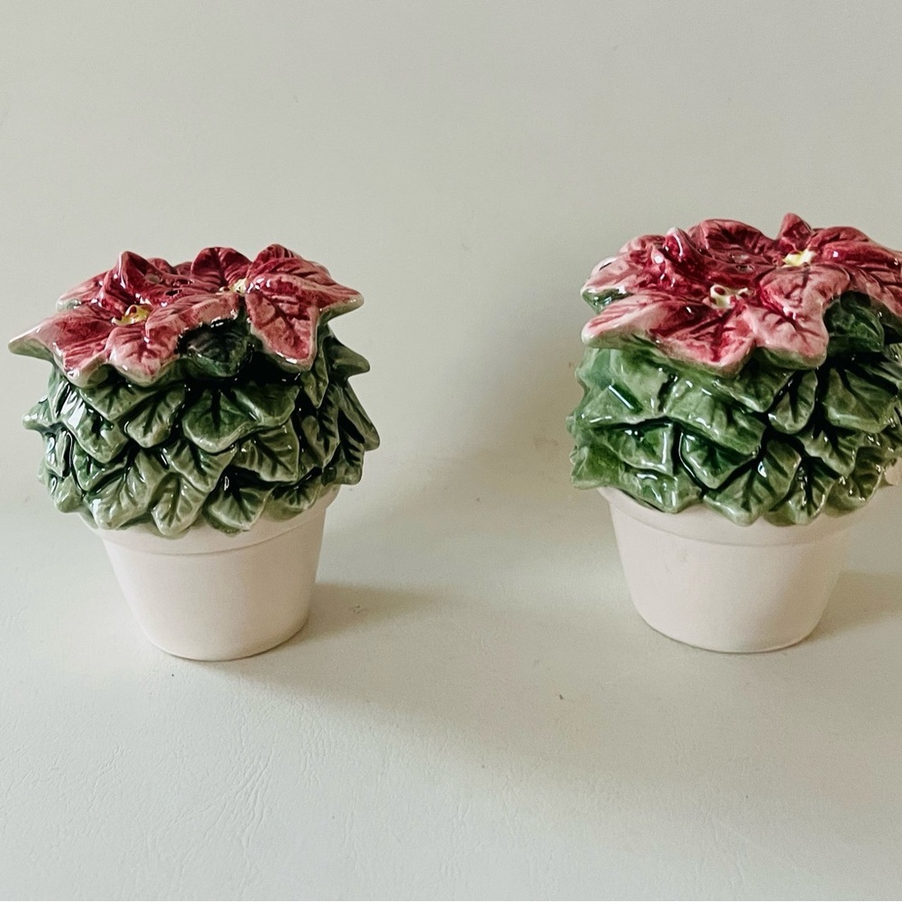 Poinsettia Ceramic salt and pepper shakers